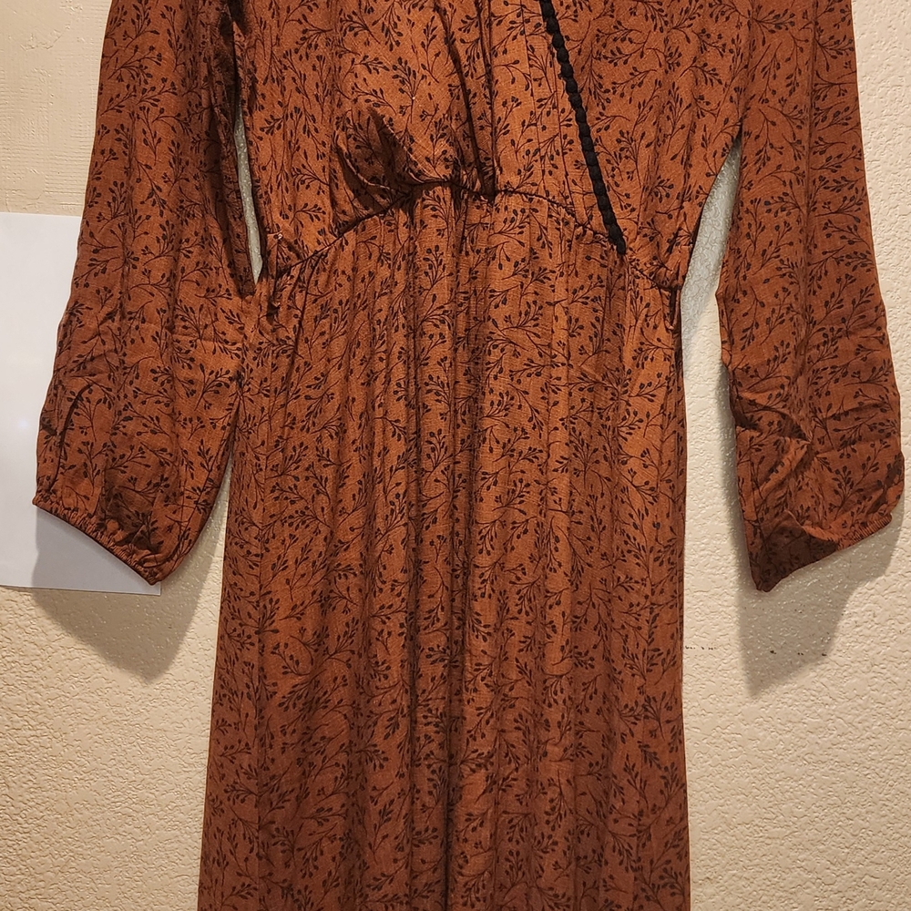 DownEast Rust Floral Maxi Dress